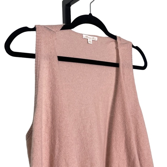 Minnie Rose Open Front Cashmere Sleeveless Cardigan Pink Size Medium - Picture 2 of 5